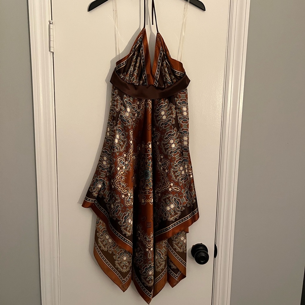 Silk halter top handkerchief dress